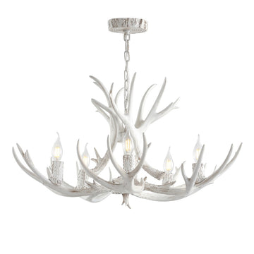 Eldora Adjustable Resin Antler LED Chandelier - JONATHAN Y